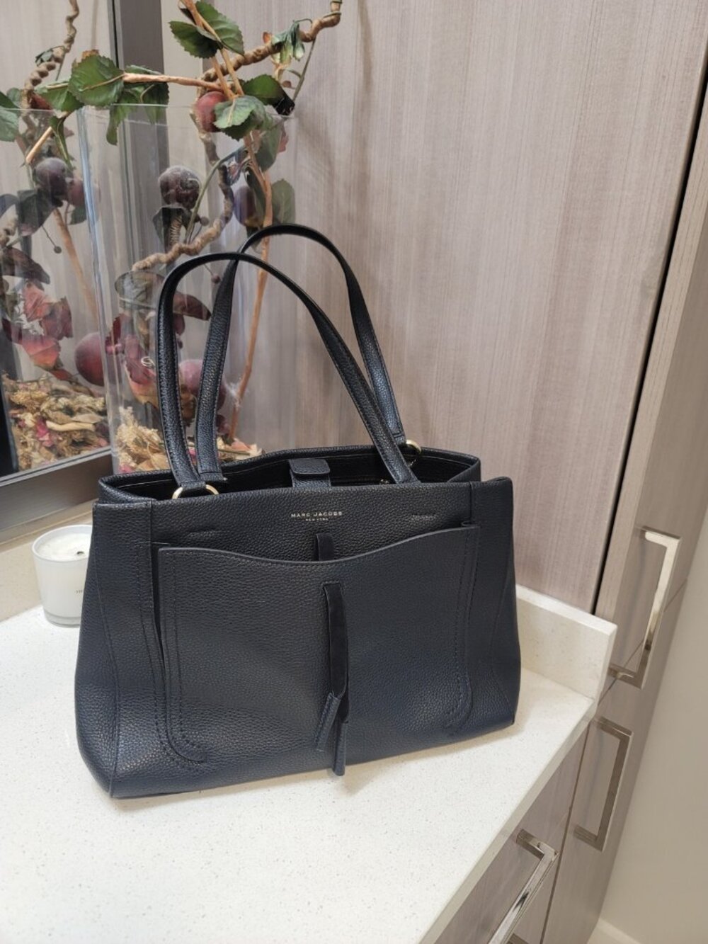 MARC JACOBS Maverick Tote Soft Black Pebbled Leather Large Bag 3 Sections - Picture 2 of 10